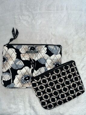 Vera Bradley Camellia Floral Cosmetic Duo Set Travel Pouches Small Zipper Bags
